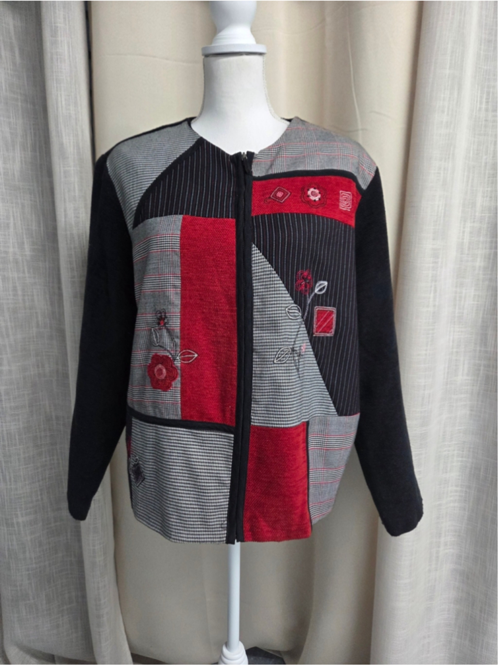 Napa Valley Patchwork Jacket L Grandmacore Whimsical Quirky Eclectic Artsy
